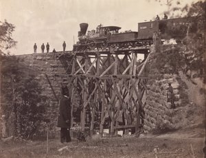 Orange ve İskenderiye Demiryolu Yolu üzerindeki Köprü, Albay Herman Haupt yönetiminde Ordu Mühendisleri tarafından onarıldığı gibi, 1865 (cam negatiften albüm gümüş baskı)