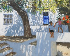 Mavi Kapı, Mikonos, Yunanistan, 2024 (tuval üzerine yağlıboya) by Andrew Macara
