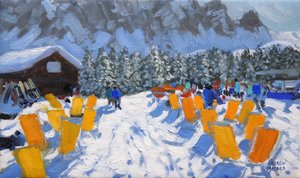 Kafe ve şezlonglar, Selva Gardena, İtalya 2016 by Andrew Macara