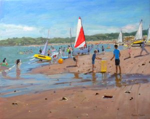 Kriket ve kırmızı beyaz yelken, Abersoch, 2011 by Andrew Macara