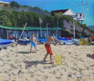 Kriket ve sarı kütükler, Abersoch by Andrew Macara
