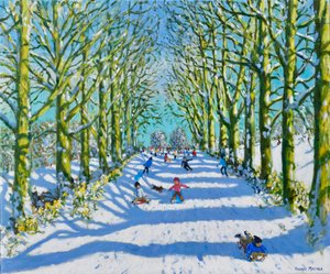 Güneşte ve karda eğlence, Derby, 2022 (tuval üzerine yağlı boya) by Andrew Macara