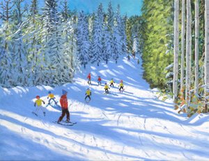 Kayak dersi,Samoens,Fransa,2020,(tuval üzerine yağlı boya) by Andrew Macara