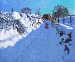 Kızak, Oakerthorpe Rd yakınında, Wirksworth, 2021 (tuval üzerine yağlıboya) by Andrew Macara