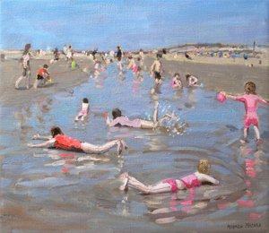 Islak kumlar, West Wittering (tuval üzerine yağlıboya) by Andrew Macara