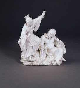 Bir dizi duyudan işitmenin simgesi olan bir Derby kuru kenarlı Chinoiserie grubu, c.1750-52 (Çin) by Andrew Planché