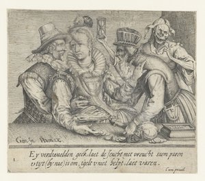 Yaşlı bir adam genç bir kadının aşkını satın almaya çalışır. Eşitsiz Aşk (dizi adı) by Andries Jacobsz. Stock (possibly)