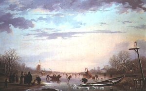 Donmuş bir nehirde paten sahnesi