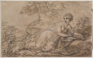 Bir kadın şair, muhtemelen Sappho by Angelica Kauffmann