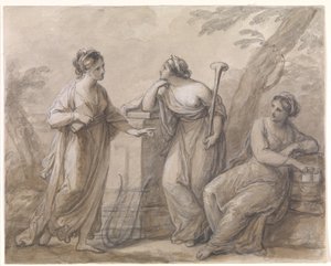 Konuşmada üç muses by Angelica Kauffmann