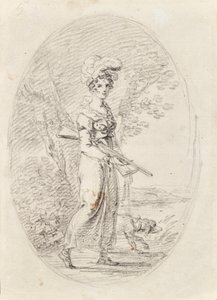 Bir köpek ile avcı by Angelica Kauffmann