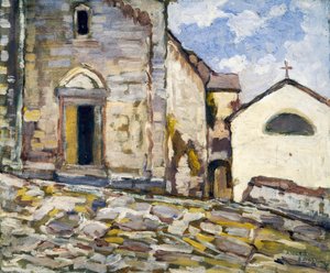 Bir kilisenin cephesi, Angelo Balbi (1872-1939). İtalya, 20. yüzyıl. by Angelo Balbi