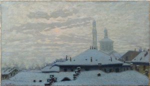 Kar altında çatılar Kar altında çatılar, 1910. by Angelo Morbelli