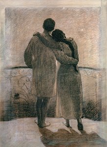 Genç Çift, Rüya ve Gerçek Üçlüsünden orta panel, 1905 (kağıt üzerine kurşun kalem ve karakalem)