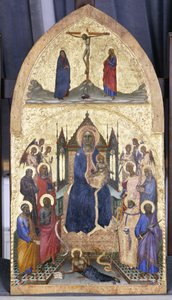 Enthroned Madonna and Child with Angels and Saints, c.1360-70 (kavak ağacı üzerinde tempera)