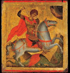Akotandos, Angelos (aktif yaklaşık 1425-1460) Aziz George ve Dragon Tempera panelde yaklaşık 1440-1460 Benaki Müzesi, Atina 40,8x37,5 by Angelos Akotantos