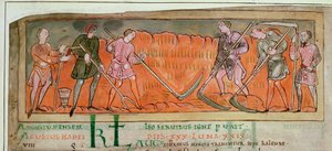 Cott Tib B V f.6v Hasat, Takvimden, c.1030 (parşömen) (detay 41681) by Anglo Saxon