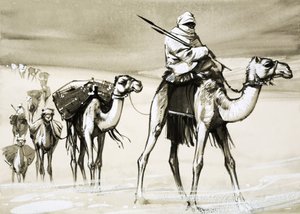 Çölden geçen develer by Angus McBride