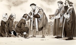 Henry VIII kralın kötülüğünü iyileştiriyor by Angus McBride