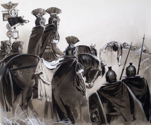 Savaş sonrası Romalı askerler (kağıt üzerine guaj) by Angus McBride