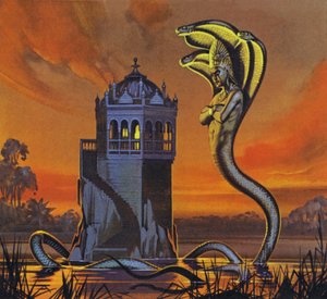 Naga-Kral (renkli taş baskı) by Angus McBride