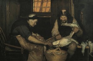 Yaşlı çift martılar yoluyor. Lars Gaihede ve eski Lene by Anna Ancher