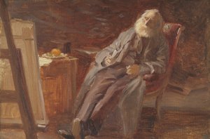 Ressam Vilhelm Kyhn Piposunu İçiyor by Anna Ancher