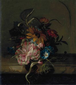 Ayçiçeği, kahkaha otu ve iki tonlu lale by Anna Elisabeth Ruysch