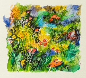 Çayır Böcekleri, 2023 (suluboya) by Anna Pugh