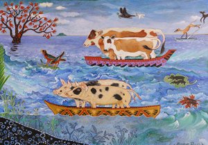 Off the Ark, 2018 (akrilik) by Anna Pugh
