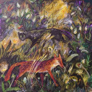 Panter ve Tilki, 2023 (akrilik) by Anna Pugh
