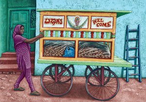 Sokak satıcısı, Hindistan, 2019 (guaj) by Annalisa Morrocco