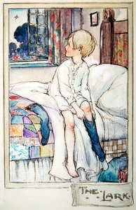 The Lark, c.1916 (kağıt üzerine suluboya ve kurşun kalemle kalem ve mürekkep) by Anne Anderson