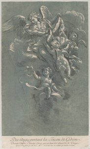 Gideon'un postunu taşıyan üç melek, 'Recueil d'estampes d'apres les plus be..., ca. 1729-64 by Anne Claude Philippe de