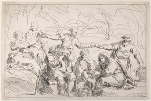 Dışarıda Yemek Yiyen Bir Parti, 18. yüzyıl. by Anne Claude Philippe de Caylus
