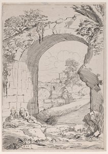 Köprü ile manzara, 18. yüzyıl. by Anne Claude Philippe de Caylus