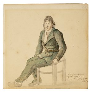 Buffalo Kabilesinin Adil Amerikan Kızılderili Adamı, Canisteo, New York, 1808 (kağıt üzerine suluboya, grafit ve karakalem)