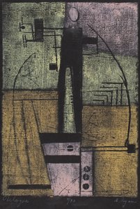 Obelisque (renkli gravür baskı) by Anne Ryan