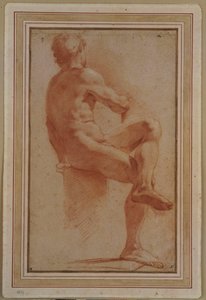 Sırtı Dönmüş Oturan Çıplak Bir Erkek by Annibale Carracci