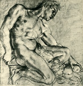 Çelenkli Oturan Bir Ignudo, 1598-1599, 1943. by Annibale Carracci