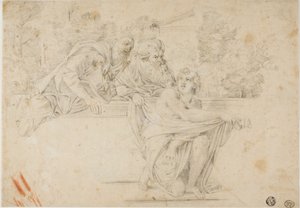 Susanna ve Yaşlılar (rekto); Profil Kadın Başkanı (verso) by Annibale Carracci