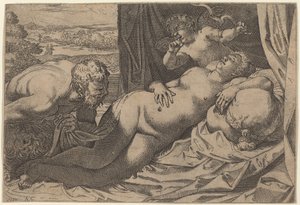 Venüs ve bir Satyr by Annibale Carracci