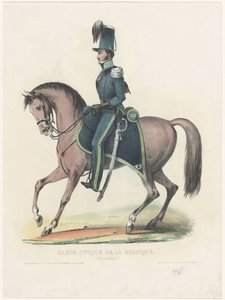 At sırtında Belçikalı kanunsuz, 1830 Garde Civique de la Belgique (Süvari) (nesne üzerindeki başlık) by Anonymous