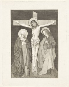 İsa çarmıhta, Mary ve John her iki tarafta by Anonymous