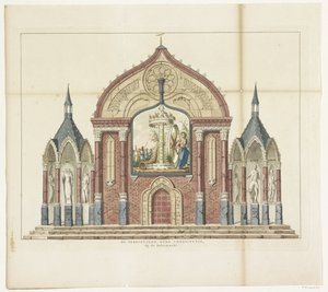 Eski Anayasanın İmhası, Botermarkt'ta dekorasyon, 1795 Tahrip Edilmiş Eski Anayasa, Botermarkt'ta 1795'te Amsterdam'daki Alliantiefeest'te on beş dekorasyon (dizi başlığı) by Anonymous