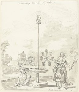 Eski Meşrutiyetin Yıkılışı, Tereyağı Pazarı Dekorasyonu, 1795 Eski Anayasa / Tereyağı Pazarının Yıkımı (nesnedeki başlık) by Anonymous