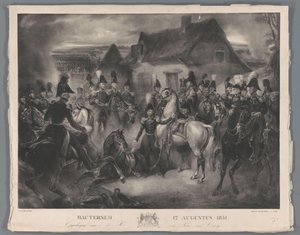 Orange Prensi'nin (daha sonra Kral Willem II) yaralı atının Boutersem savaşı sırasında değiştirilmesi, 12 Ağustos 1831 Bautersem 12 Ağustos 1831 (nesnedeki başlık) by Anonymous