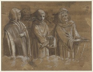Bir bulutun üzerinde şehit figürleri by Anonymous