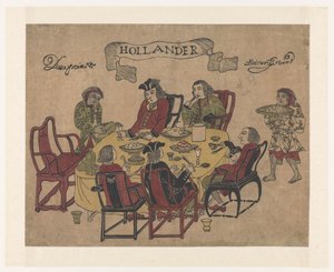 Beş Hollandalı Adam yemek yiyor by Anonymous