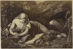 Vahşi doğada dua eden bir Mary Magdalene